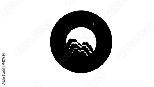cloudy moon, black isolated silhouette
