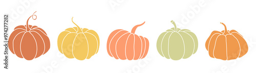 A set of festive pumpkins for the autumn mood