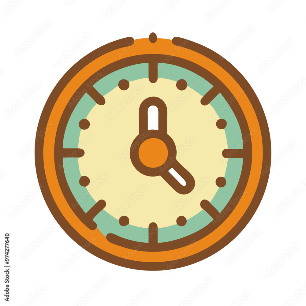 Analog Clock Icon in Retro Style Representing Time and Punctuality ...
