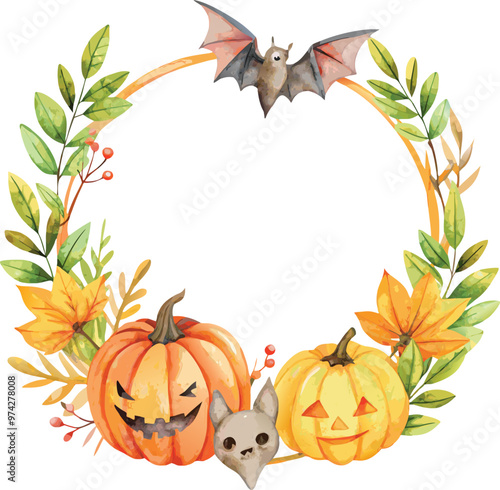 Watercolor Halloween Frame Template