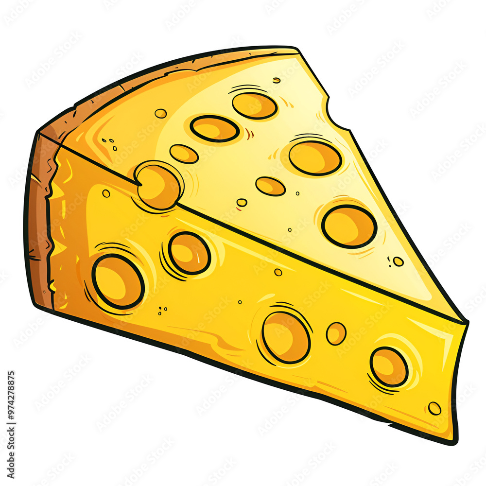 Cartoon cheese slice, vector illustration on a white background, Generative AI Cartoon cheese slice, vector illustration on a white background, Generative AI