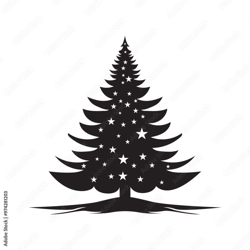 Obraz premium Christmas Tree Silhouette Vector Illustration