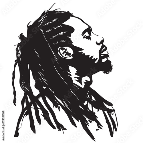 Black Men Dreadlocks Hairstyle stock image vector isolated on white background