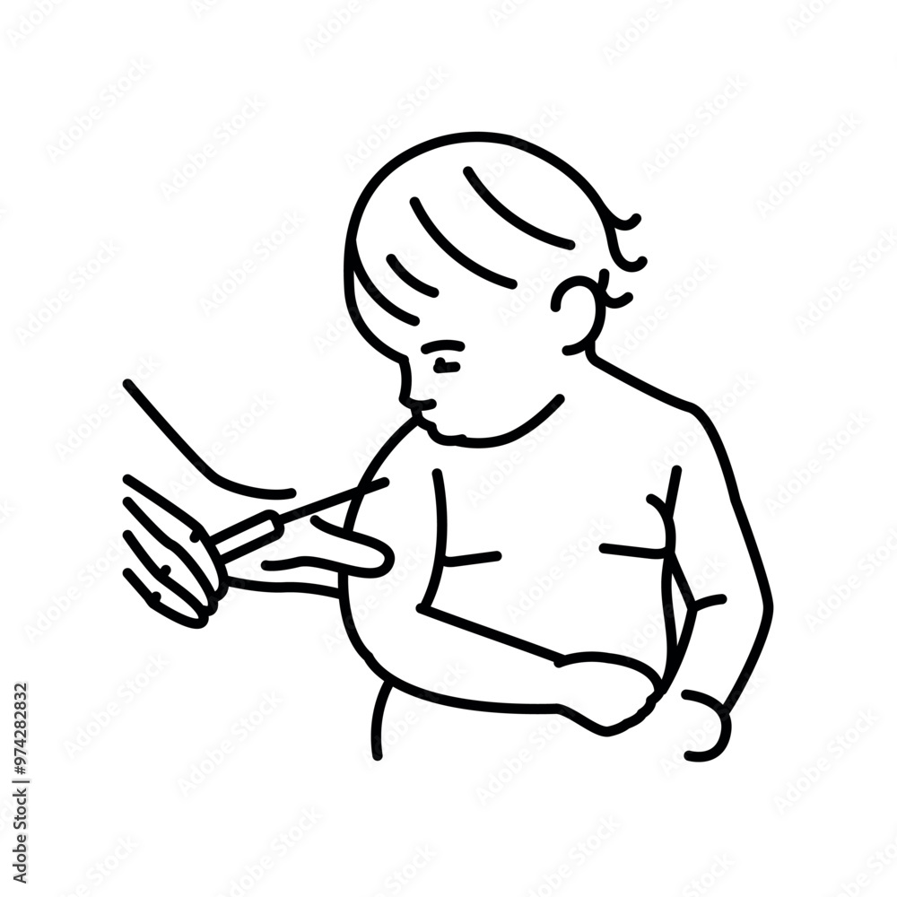 Vaccination of a baby line icon. Child and doctor Vaccination of a baby line icon. Child and doctor