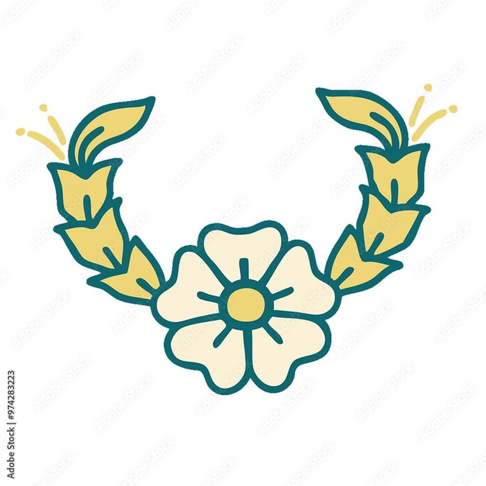 iconic tattoo style image of a decorative flower iconic tattoo style image of a decorative flower