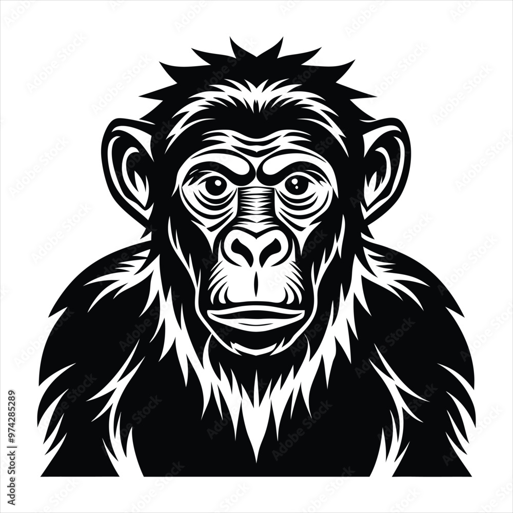 Chimpanzee silhouette vector Chimpanzee silhouette vector