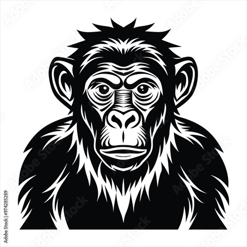 Chimpanzee silhouette vector