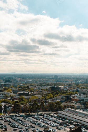 Wallpaper Mural view of the city with green and houses, blue cloudy sky, photo of a modern city from higher location Torontodigital.ca