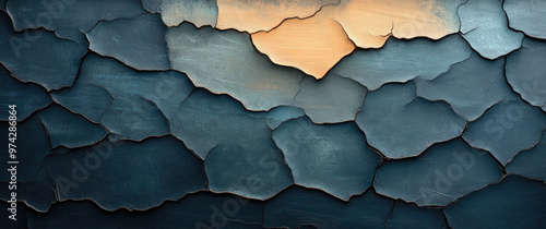 Old cracked wall texture with blue and brown color. Created with Ai