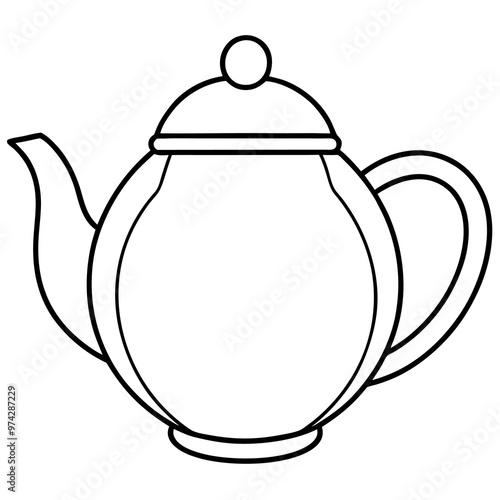 teapot outline coloring book page line art drawing