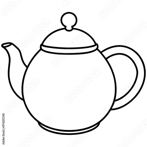 teapot outline coloring book page line art drawing