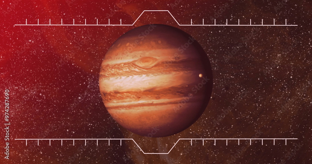 Naklejka premium Image of white shapes over planet on sky with stars