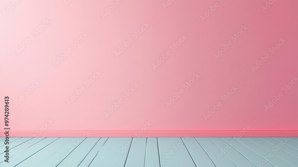 Clear & Clean Background, Pure pink purple wall pastel background, empty and simple, no imperfections blue wooden floor Clear & Clean Background, Pure pink purple wall pastel background, empty and simple, no imperfections blue wooden floor