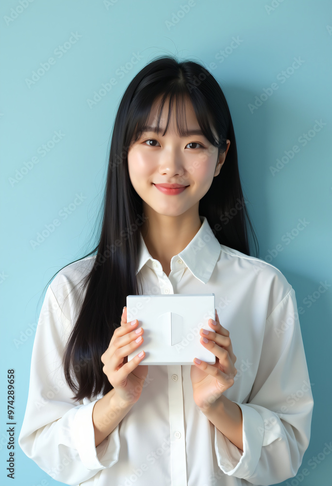 Girl holding tissue pack mock up Girl holding tissue pack mock up
