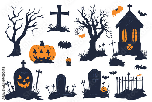 Halloween graves cemetery