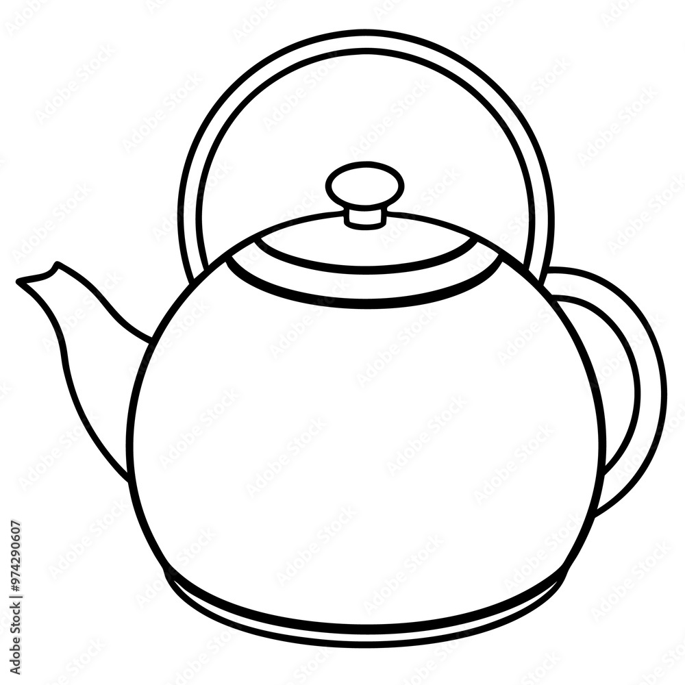 Obraz premium teapot or kettle outline coloring book page line art drawing