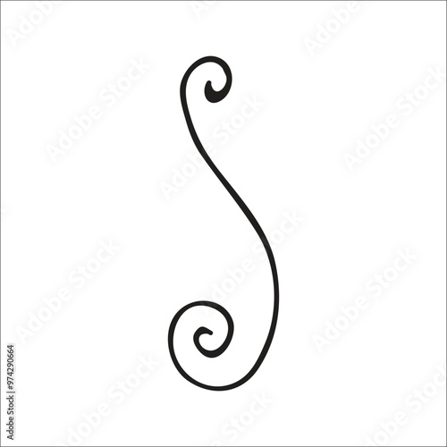 Black Hand Drawn Decorative Divider. Swirl. 5. Design Clip Art.