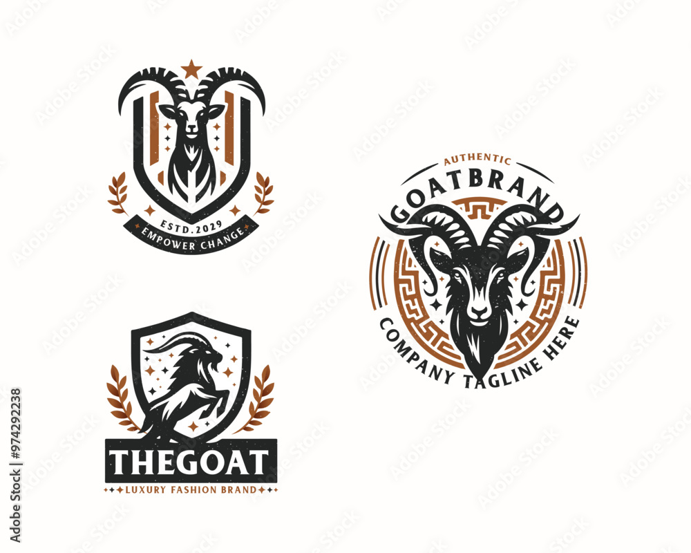 Obraz premium Set bundle retro badge vintage goat tattoo for business company 