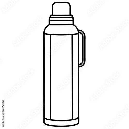 thermos bottle outline coloring book page line art drawing
