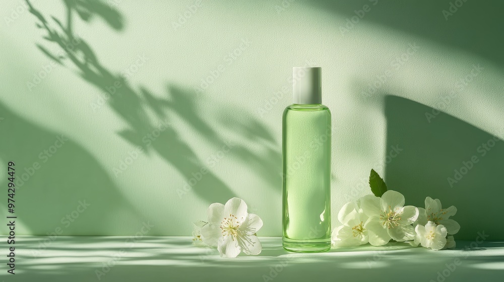 Vibrant light green background with soft lighting and delicate shadows, offering a beautiful and refreshing look for product photography Vibrant light green background with soft lighting and delicate shadows, offering a beautiful and refreshing look for product photography