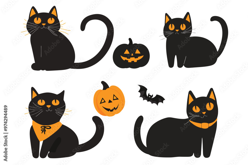 Halloween cat vector set Halloween cat vector set
