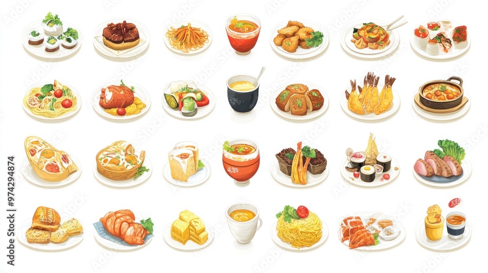 A Diverse Collection of Dishes on White Plates A Diverse Collection of Dishes on White Plates