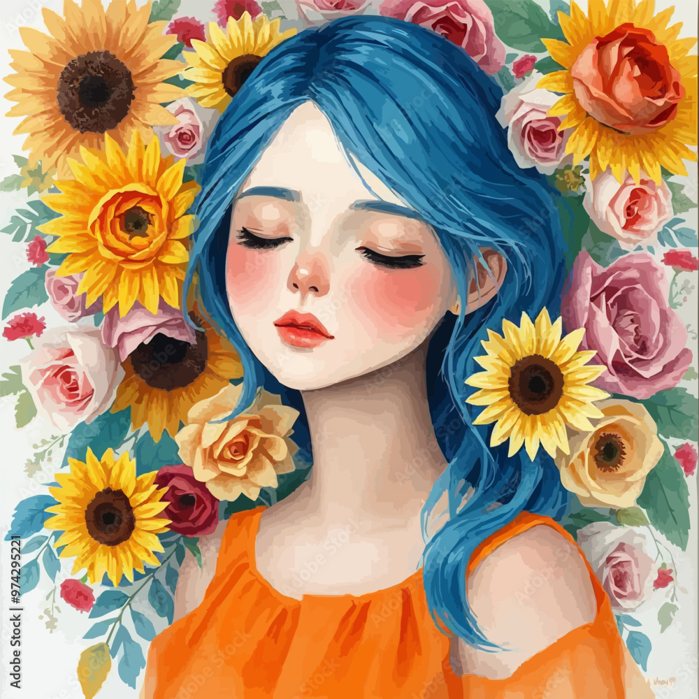 Blooming Beauty: A Woman Adorned with Flowers for Women's Equality Day