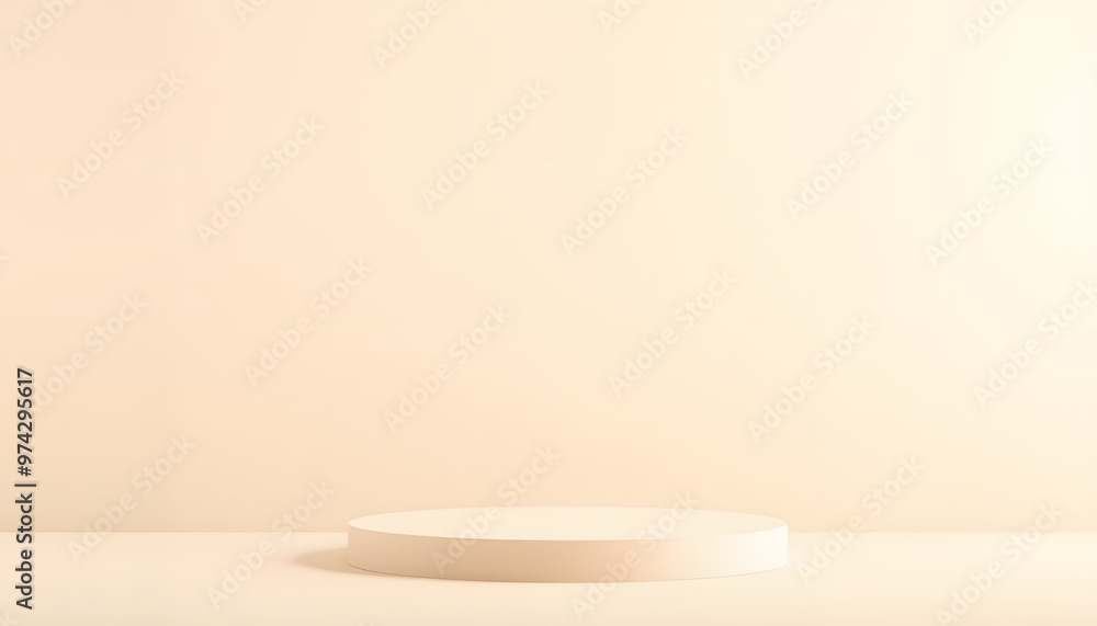 Minimalist Beige Podium Scene with Soft Shadows and Light Minimalist Beige Podium Scene with Soft Shadows and Light