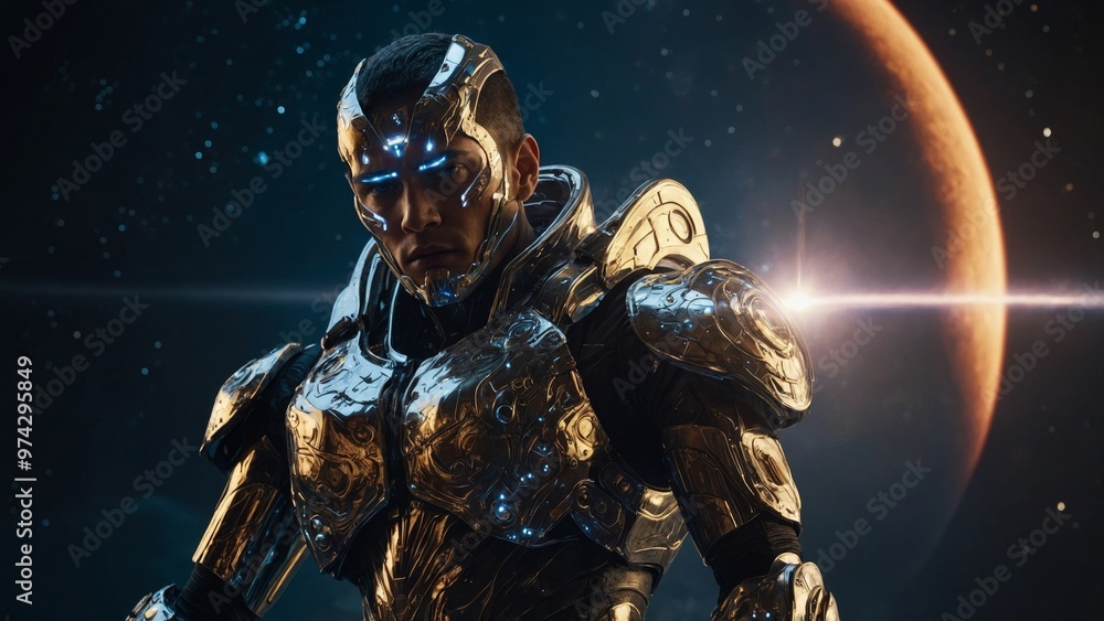 Fototapeta premium astronaut on the outer background. mixed media