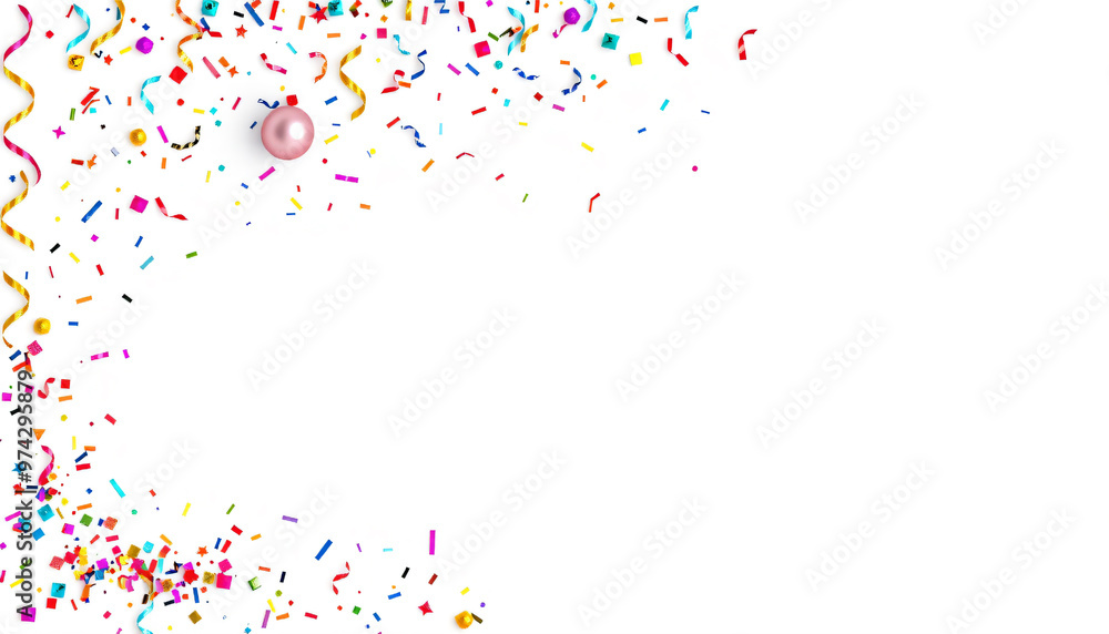 New Year's Eve Corner Border of Confetti and Decor Isolated on a White Background New Year's Eve Corner Border of Confetti and Decor Isolated on a White Background