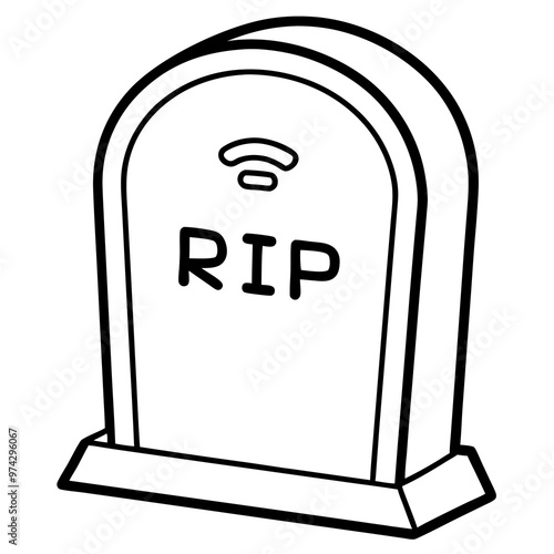 tomb with rip inscription outline coloring book page line art drawing