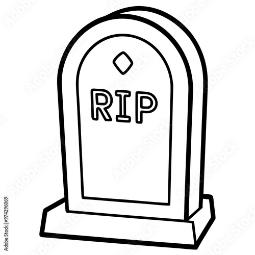 tomb with rip inscription outline coloring book page line art drawing