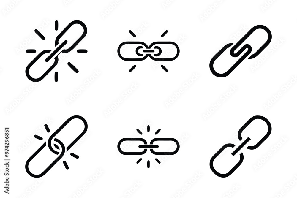 Vector style link icon bundle set with creative shape Vector style link icon bundle set with creative shape