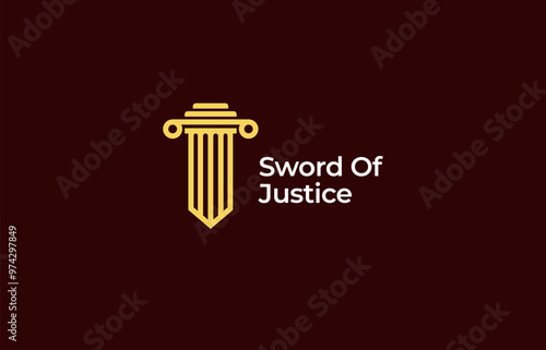 logo Pillar law and sword. Justice, law firm and judge. Editable file