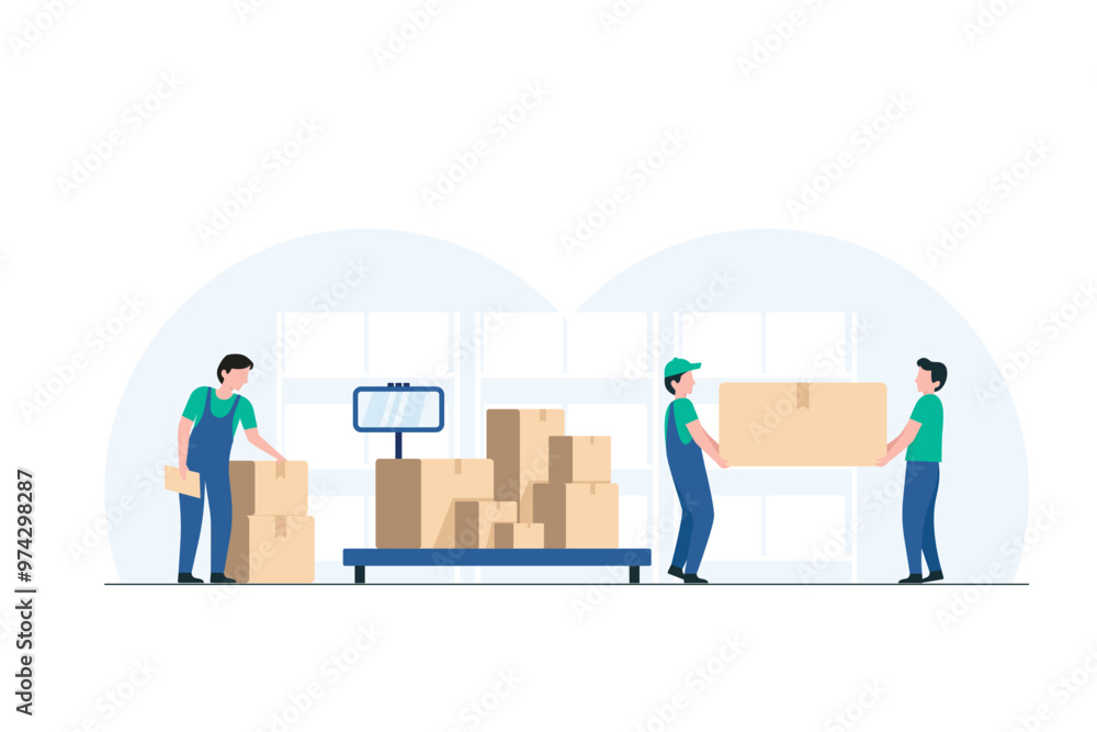 Warehouse Workers Handling Shipments for Logistics Operations. Illustration Warehouse Workers Handling Shipments for Logistics Operations. Illustration