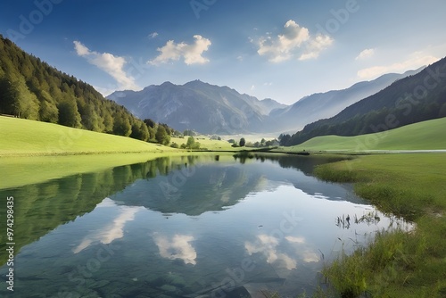 Austria, Carinthia, Meerauge pond in Bodental valley Generative AI