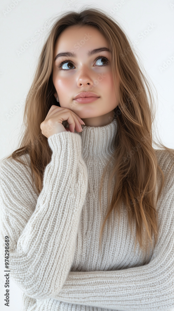 Portrait of a Young Woman with a Reflective Upward Gaze Portrait of a Young Woman with a Reflective Upward Gaze