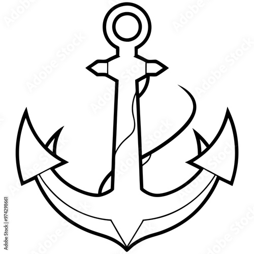 torn ship anchor outline coloring book page line art drawing