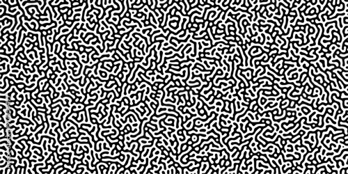Turing reaction diffusion monochrome seamless pattern with chaotic motion .Linear design with biological shapes. Organic lines in memphis. abstract turing organic wallpaper background .	
