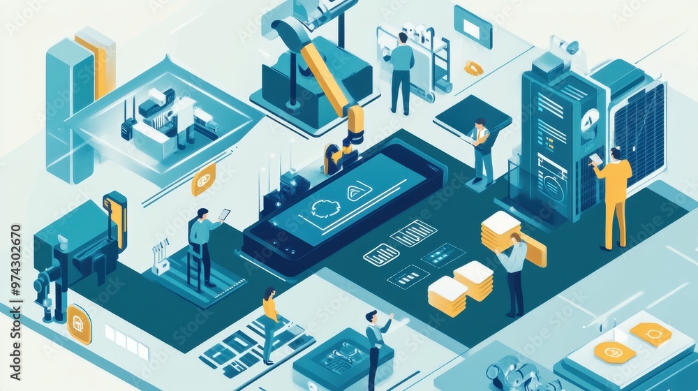 Futuristic Digital Workplace and Technology Concept Futuristic Digital Workplace and Technology Concept