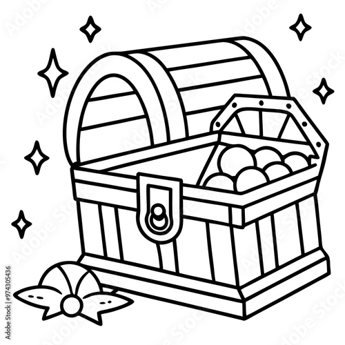 treasure vintage scene outline coloring book page line art drawing