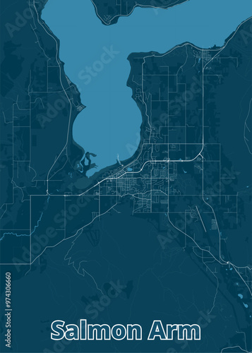 Salmon Arm British Columbia Canada artistic blueprint map poster