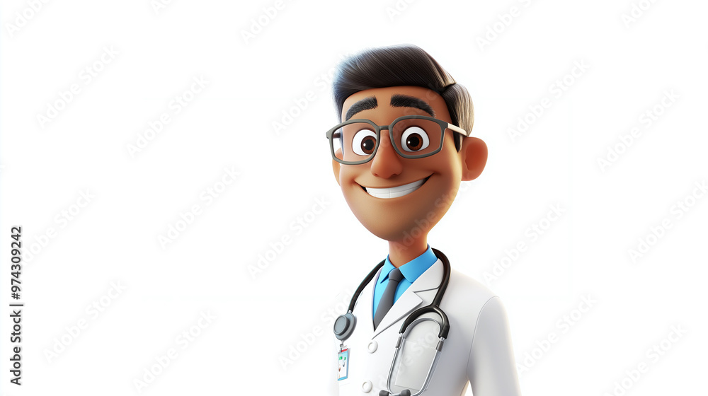 Fototapeta premium 3d cartoon character of doctor | Indian doctor | Doctor 3d illustration