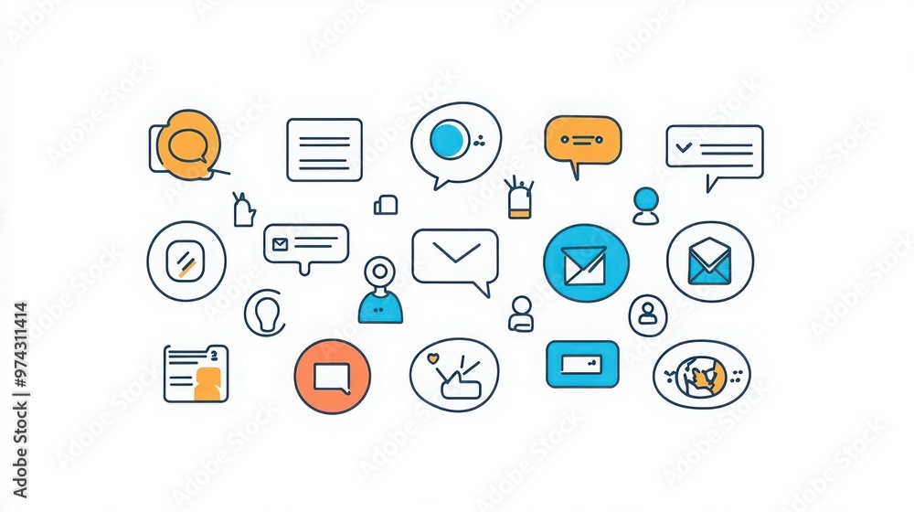 Group Chats thin line icon set. Containing conversation bubbles, group discussion, chat room, direct messaging, social chat Group Chats thin line icon set. Containing conversation bubbles, group discussion, chat room, direct messaging, social chat