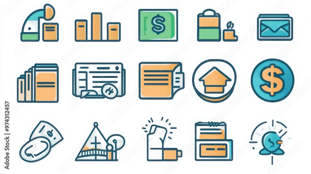 Personal Finance thin line icon set. Containing budgeting, savings, expenses, income, financial goal, retirement planning, emergency fund, expense tracking Personal Finance thin line icon set. Containing budgeting, savings, expenses, income, financial goal, retirement planning, emergency fund, expense tracking
