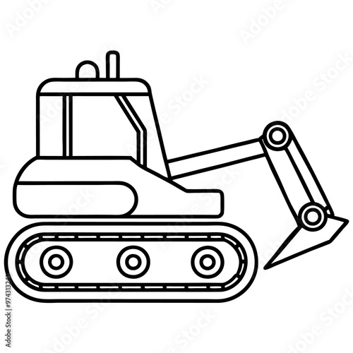 trencher machine outline coloring book page line art drawing