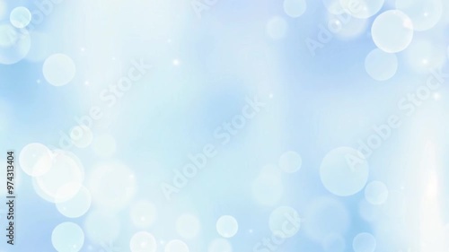 玉ボケが輝く水面、淡い光が優しく揺れる青の背景。生成AI