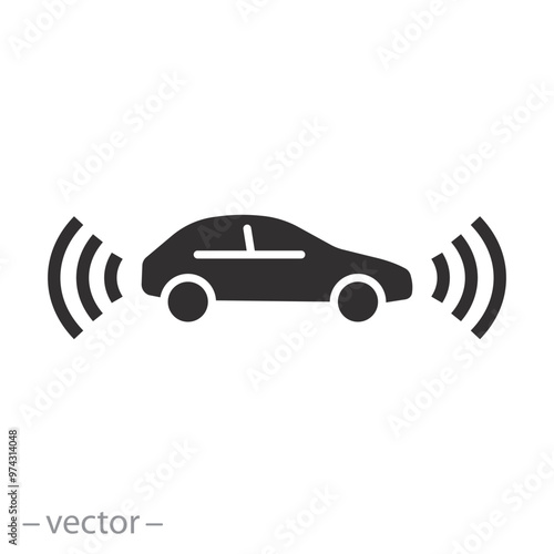 backup camera icon, rear or front road view, car parking sensor, assist highway safety, flat vector illustration