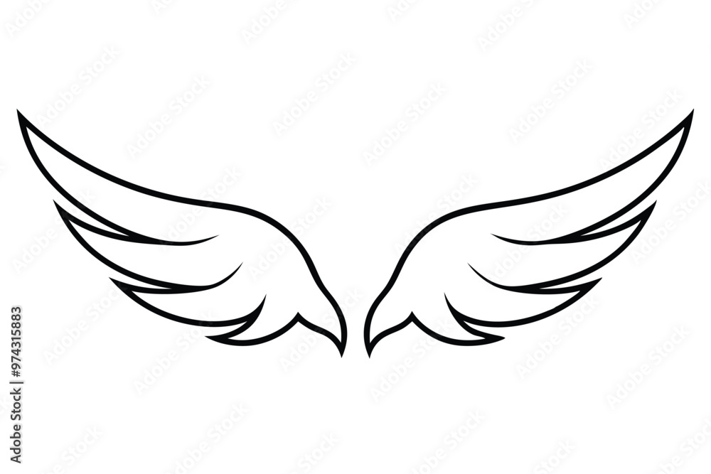 Beautiful Wings line art vector Beautiful Wings line art vector