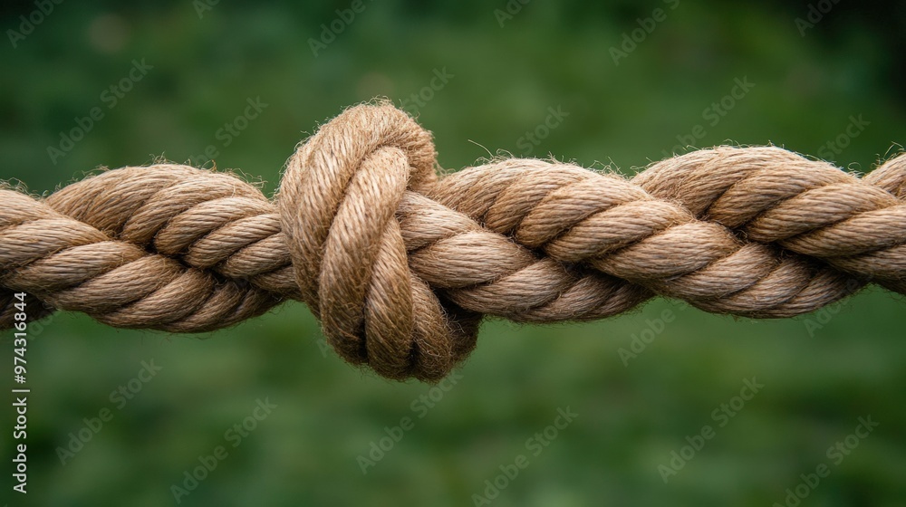 Fototapeta premium A Thick Rope Tied in a Knot Representing Security, Strength, and Stability